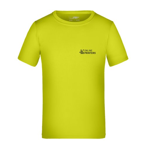 Neongelbes Polyester-T-Shirt fr Kinder mit kurzen rmeln.