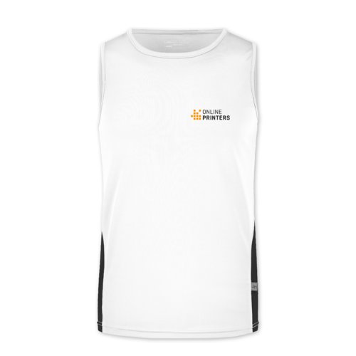 Weies/Schwarzes Polyester Tanktop fr Herren.
