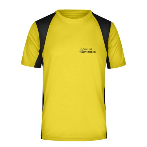 Gelbes Funktionsshirt aus Polyester mit kurzen rmeln.