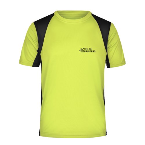 Neongelbes Funktionsshirt aus Polyester fr Herren mit kurzen rmeln.