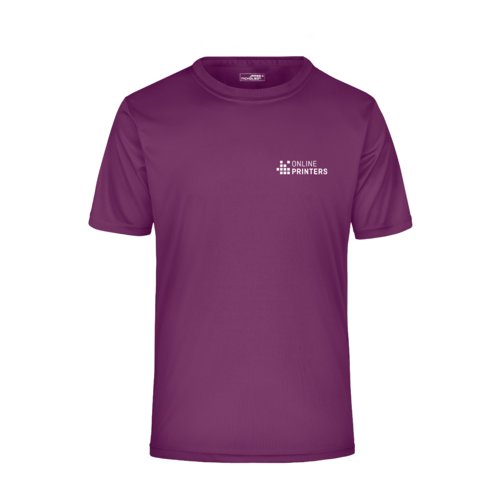 Violettes Polyester T-Shirt fr Herren mit kurzen rmeln.