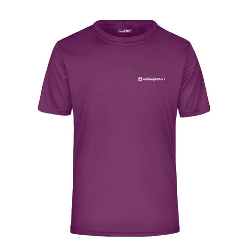 Violettes Polyester T-Shirt f�r Herren mit kurzen �rmeln.