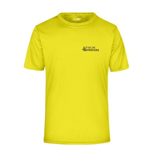 Neongelbes Polyester T-Shirt fr Herren mit kurzen rmeln.