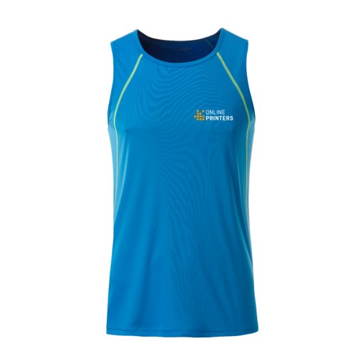 Blaues und neongelbes Tanktop aus Polyester fr Herren.