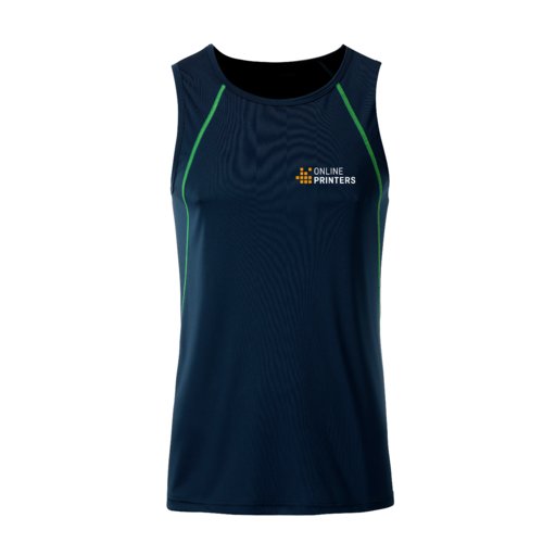 Marineblaues und neongelbes Polyester-Tanktop fr Herren.