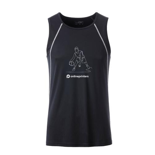 Schwarz-wei�es Polyester-Tanktop f�r Herren mit sportlichem Schnitt.