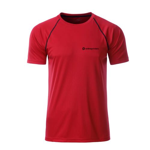 Rotes Polyester T-Shirt mit kurzen �rmeln.