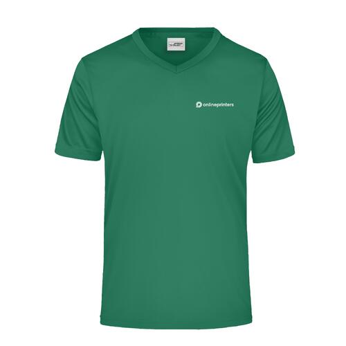 Gr�nes V-Ausschnitt T-Shirt aus Funktionsmaterial f�r Herren.