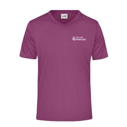Violettes Polyester V-Shirt fr Herren.