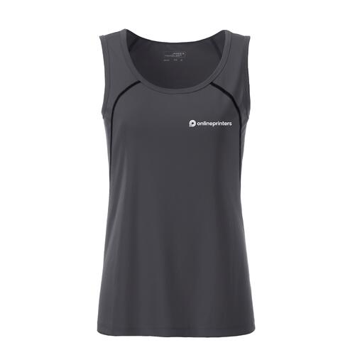 Dunkelgraues Sport-Tanktop aus Polyester f�r Damen.