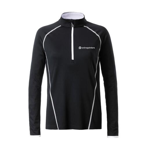 Sportliches Langarmshirt mit Rei�verschluss f�r Damen.