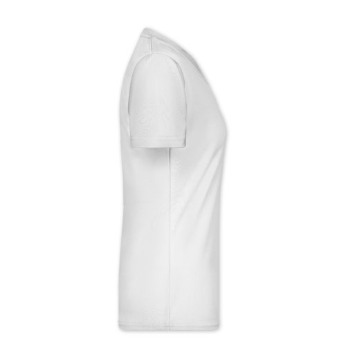 Weisses Polyester Damen V-Ausschnitt Shirt.