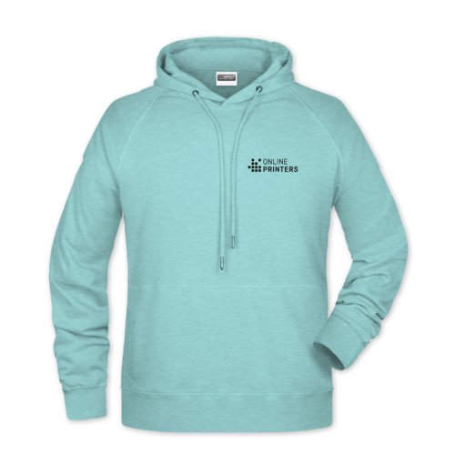 Mintgrner Hoodie aus Baumwollmischgewebe fr Herren mit Kapuze und Kordelzug.