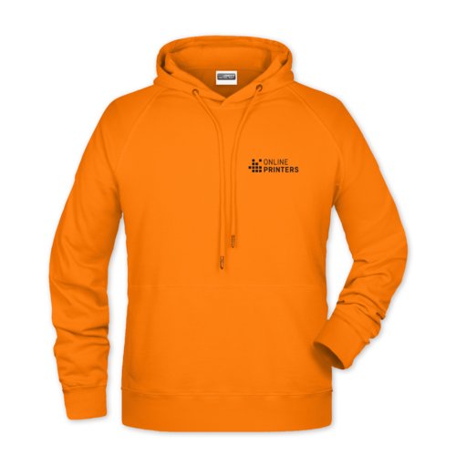 Oranger Hoodie aus Baumwollmischung mit Kapuze und Kordelzug, fr Herren.