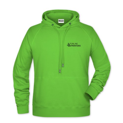 Apfelgrner Hoodie aus Baumwollmischung mit Kapuze und Kordelzug.