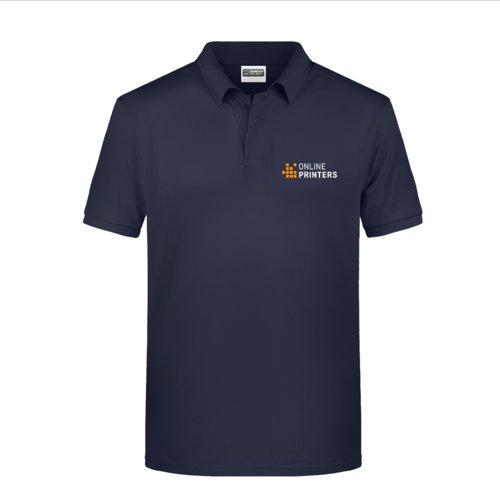 Schwarzblaues Baumwoll-Poloshirt fr Herren mit kurzer Knopfleiste.