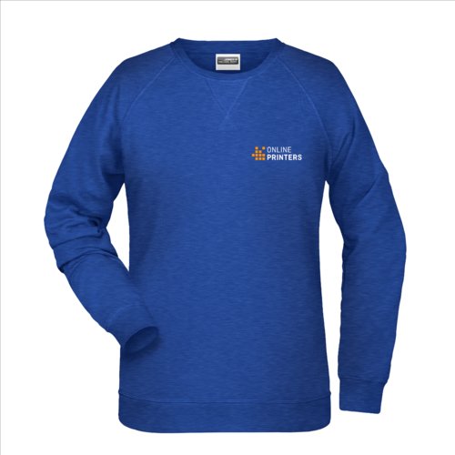 Blau meliertes Baumwoll-Polyester-Sweatshirt fr Damen.