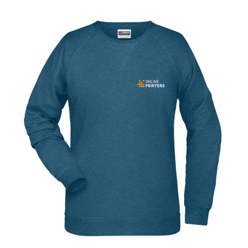 Petrol meliertes Baumwoll-Polyester-Sweatshirt fr Damen.