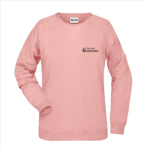 Rosa meliertes Baumwoll-Polyester-Sweatshirt fr Damen.