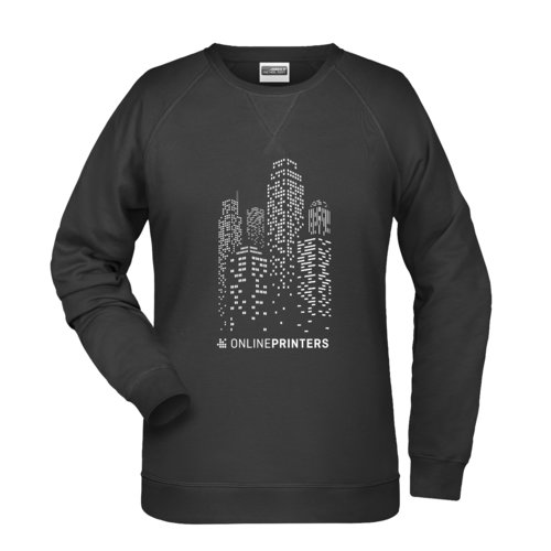 Schwarzes Baumwoll-Polyester-Sweatshirt fr Damen.