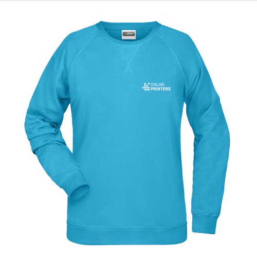Trkisfarbenes Sweatshirt aus Baumwollmischgewebe fr Damen.