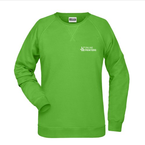 Apfelgrnes Damen-Sweatshirt aus Baumwollmischung mit langen rmeln.