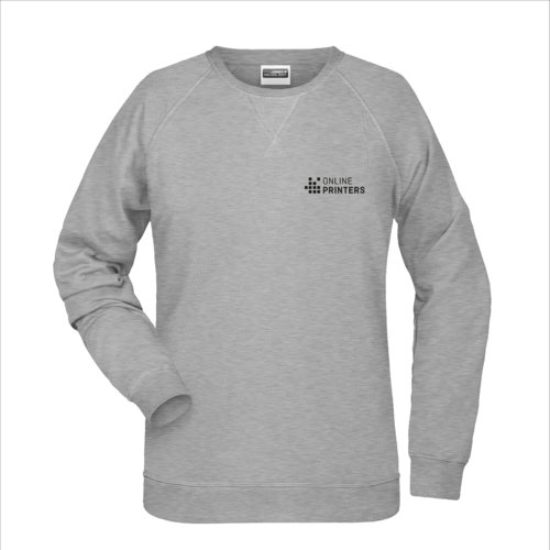 Grau meliertes Damen-Sweatshirt aus Baumwollmischgewebe mit langen rmeln.