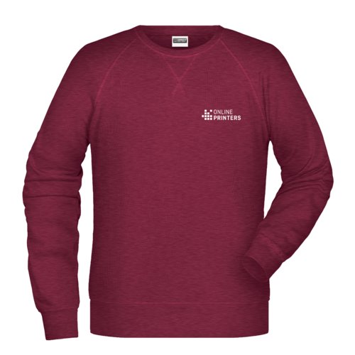 Burgunderfarbenes Baumwoll-Polyester-Sweatshirt fr Herren mit Rundhalsausschnitt.