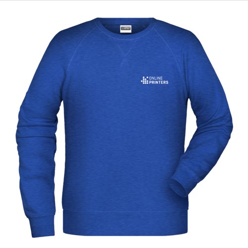 Blau meliertes Baumwoll-Polyester-Sweatshirt fr Herren.