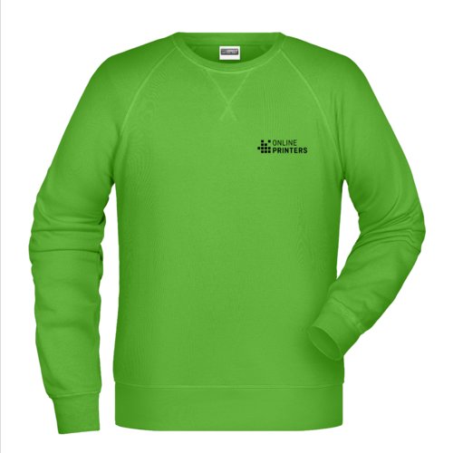 Apfelgrnes Baumwoll-Polyester-Sweatshirt fr Herren mit langen rmeln.