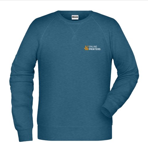 Petrol meliertes Baumwoll-Polyester-Sweatshirt fr Herren.