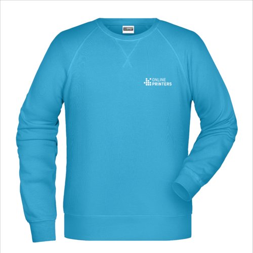 Trkisfarbenes Baumwoll-Polyester-Sweatshirt fr Herren.