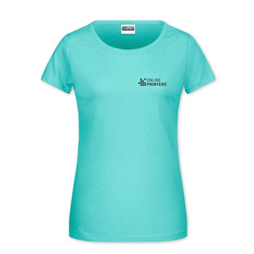 Mintgrnes Baumwoll-T-Shirt fr Damen mit kurzen rmeln.