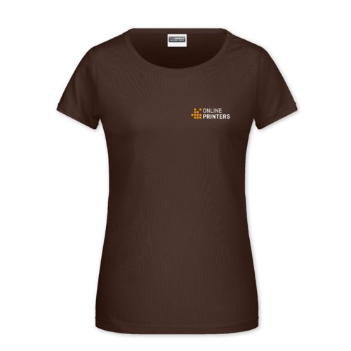 Braunes Baumwoll-T-Shirt fr Damen mit kurzen rmeln.