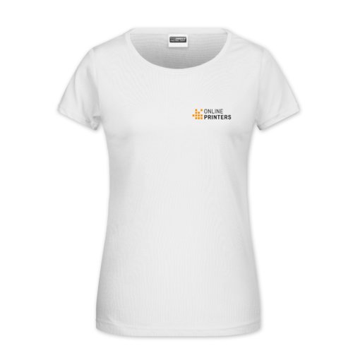 Weisses Baumwoll-T-Shirt fr Damen mit kurzen rmeln.