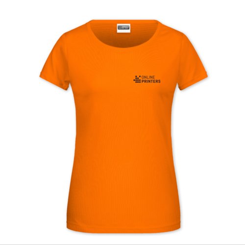 Oranges Damen T-Shirt aus Baumwolle mit kurzen rmeln.