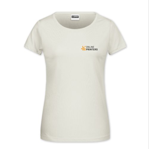 Beiges Baumwoll-T-Shirt fr Damen mit kurzen rmeln.