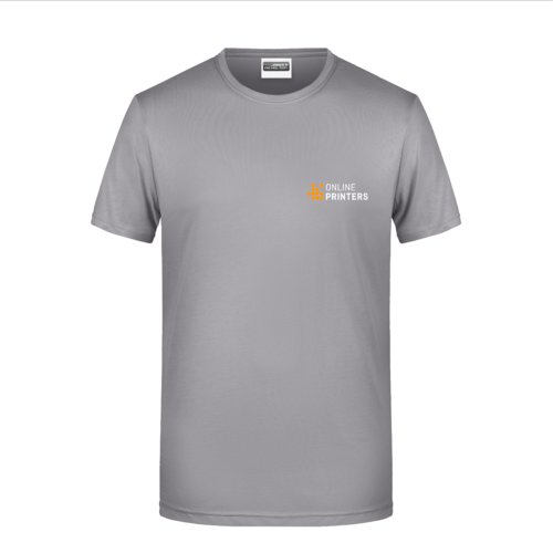 Hellgraues Baumwoll-T-Shirt fr Herren mit kurzen rmeln.