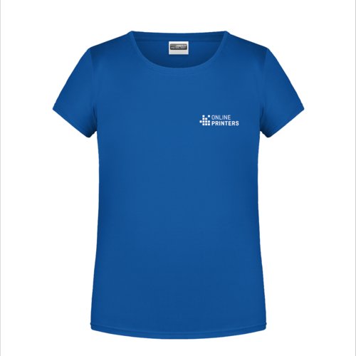 Knigsblaues Baumwoll-T-Shirt fr Mdchen mit kurzen rmeln.