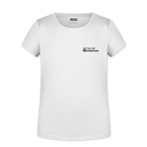 Weies Baumwoll-T-Shirt fr Mdchen mit kurzen rmeln.