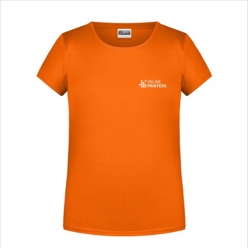 Oranges Baumwoll-T-Shirt mit kurzen rmeln und Rundhalsausschnitt.