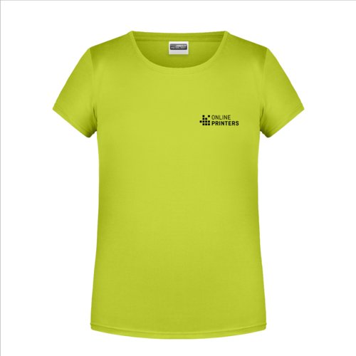 Neongelbes Baumwoll-T-Shirt fr Mdchen mit kurzen rmeln.