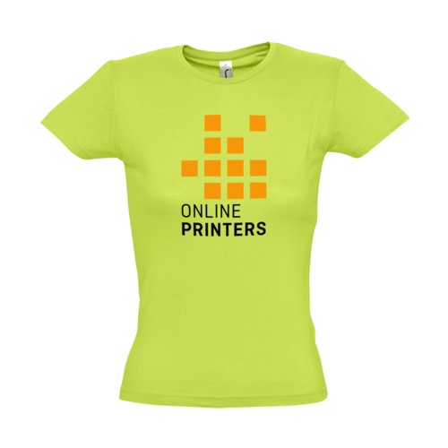 Apfelgrnes Baumwoll-T-Shirt fr Damen mit kurzen rmeln.