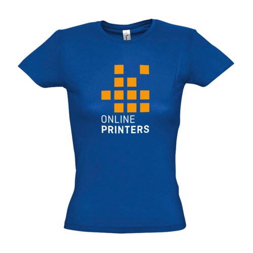 Knigsblaues Damen T-Shirt aus Baumwolle mit kurzem Arm.