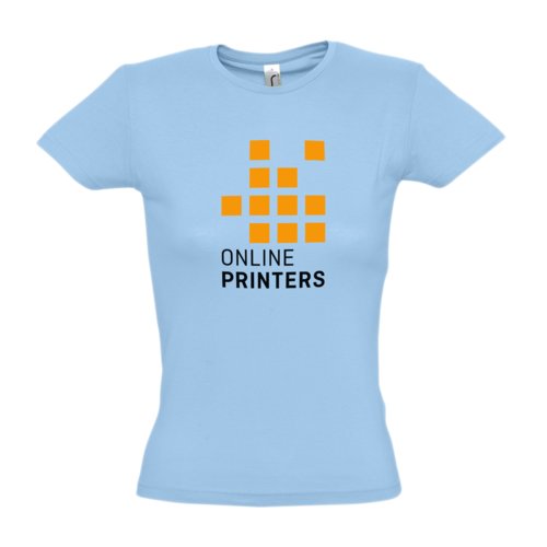 Himmelblaues Baumwoll-T-Shirt fr Damen.