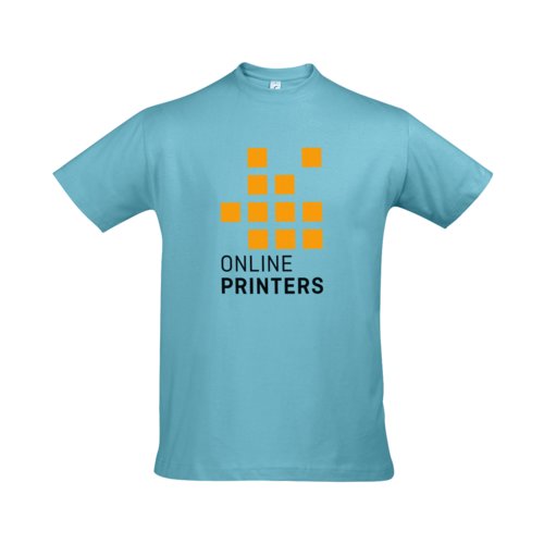 Atollblaues Baumwoll-T-Shirt fr Herren mit kurzen rmeln.
