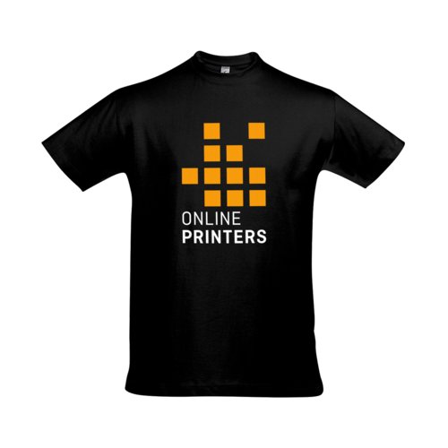 Tiefschwarzes Baumwoll-T-Shirt fr Herren mit kurzen rmeln.