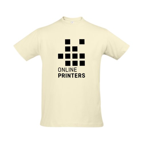 Beiges Baumwoll-T-Shirt fr Herren mit kurzen rmeln.