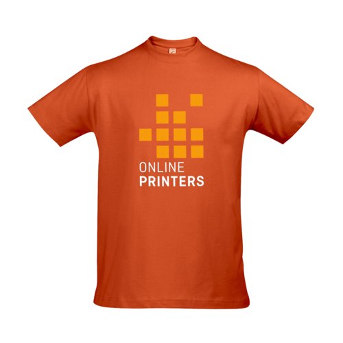 Oranges Baumwoll-T-Shirt fr Herren mit kurzen rmeln.
