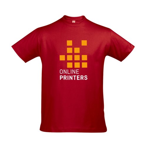 Rotes Baumwoll-T-Shirt fr Herren mit kurzen rmeln.